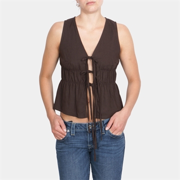 JJXX Almira Linen Blend Tie Top Seal Brown